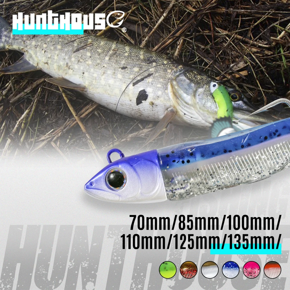 Čierna Minnow 7 a 12g Malé 70 a 85 mm Hunthouse Minnow Black Soft Lure Lure Easy Ryba