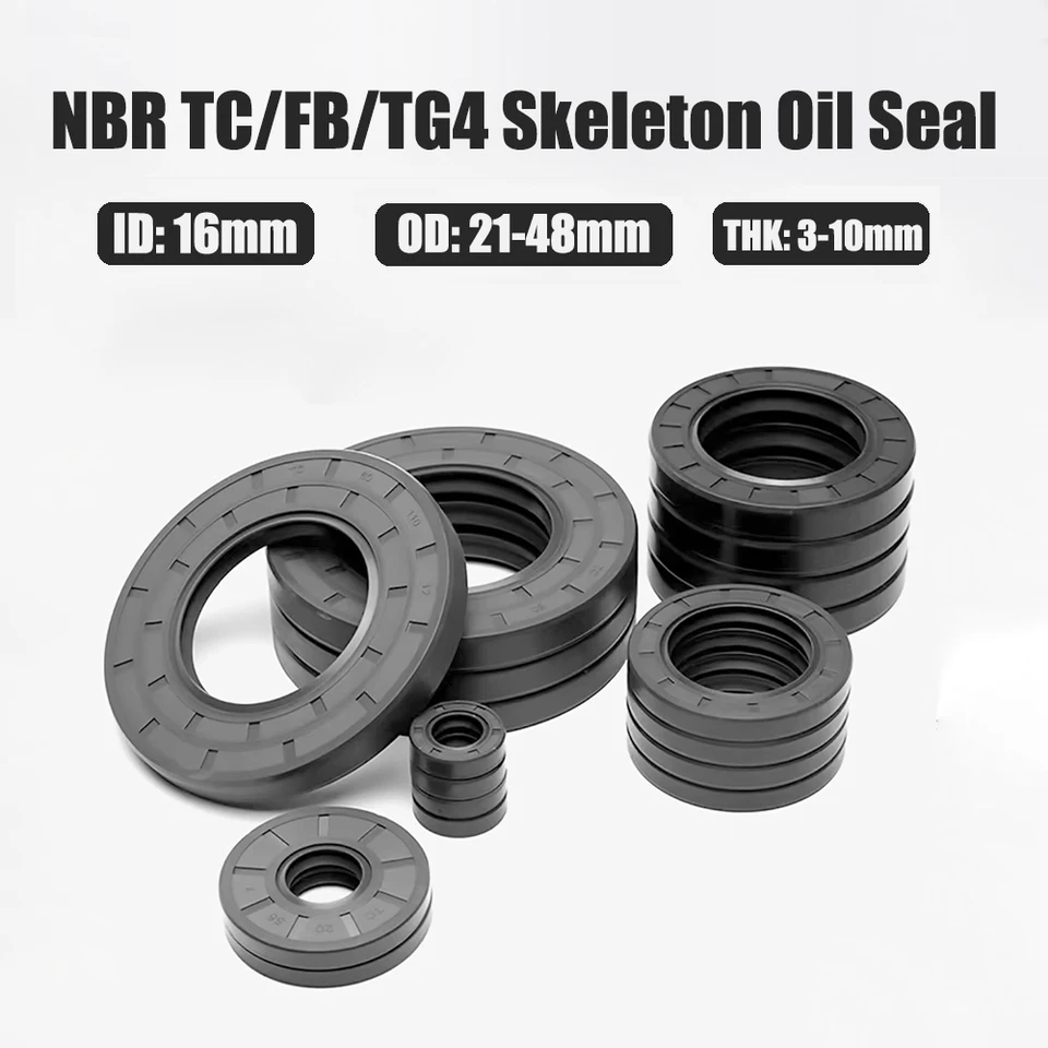 Čierna NBR TC/FB/TG4 Skeleton Oil TEAS ID 16 mm OD 21-48 mm hrúbka 3-10 mm Nitril Butadine Gum Gum Gu Gum Gume Gening Rings