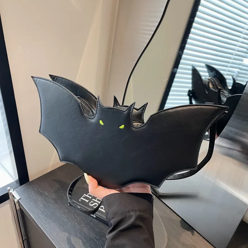 Čierna netopierová kríž pre ženy roztomilý karikatúra kabelka Vysoko kvalitná kožená taška Halloween Funny Ramer Bag