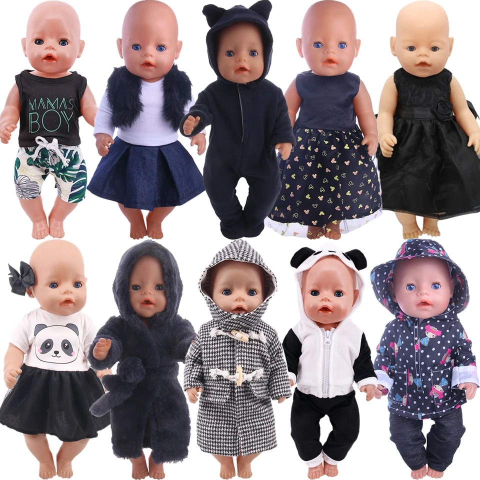 Čierna pláštenka/plyšový kabát Doll Clothes pre 43 cm detská bábika a 18 palcov americké narodené dieťa Logan Boy topánky roztomilé šaty, og nenuco darčeky