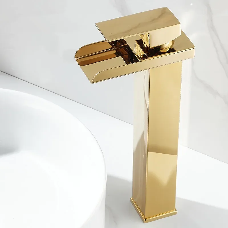 Čierna povodia Zlatý vodopád Faucet Mixer TAP Mosadz Kúpeľňa kúpeľňa Mixer Tap Hot Cold Wink Faucet