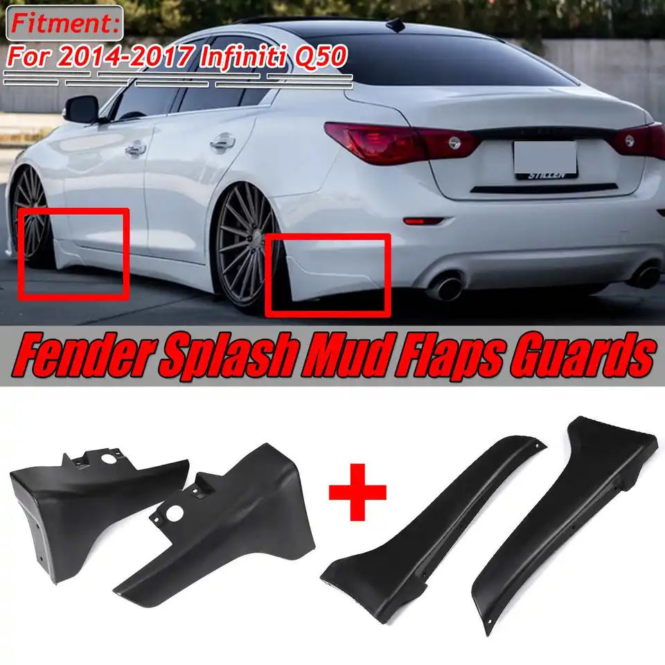 Čierna Q50 predná/zadná nárazníčka na pery pre fender Splash Mud Flaps Guards Ochrana roh rohu Ochrana pre Infiniti Q50 2014-2017