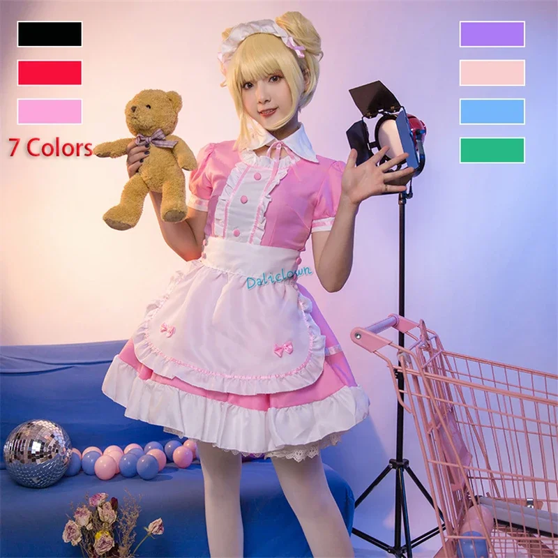 Čierna ružová slúžka Men muž Ženy sladké gotické lolita šaty anime cosplay kostýmy zástera šaty uniforma plus veľkosť halloween kostým