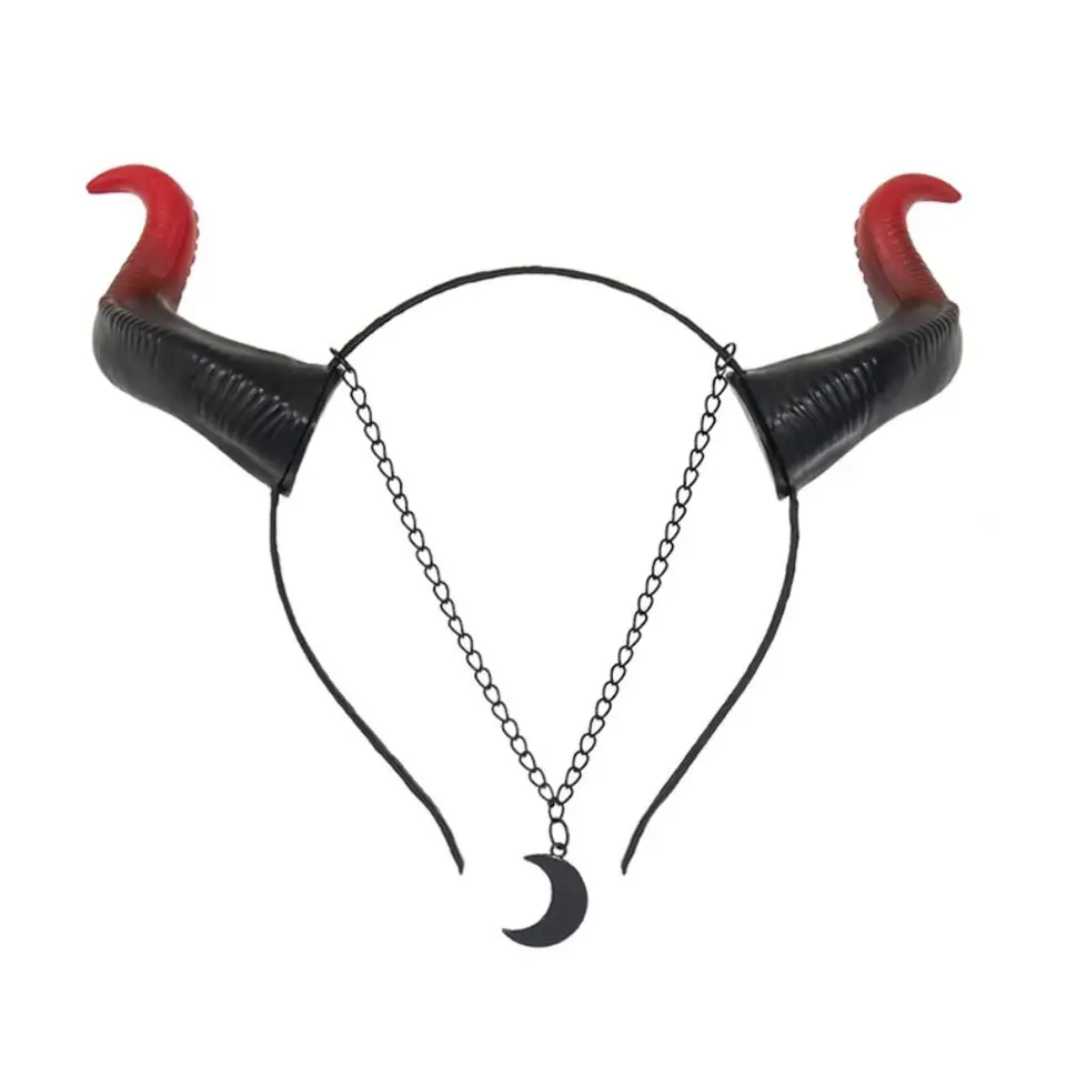 Čierna červená červená čelenka rohov hlavy hlavy Gothic Animon Demon Hair Hoop Witch Ox Horns Halloween Hair Band