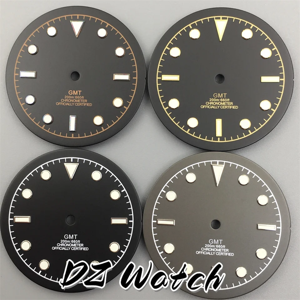 Čierna šedá 33,5 mm vytáčanie GMT Green Luminát Watch Dial pre NH34 Pohyb hodinové príslušenstvo Nástroje na opravu