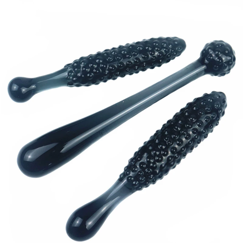 Čierne hrbole zadok vkladanie unisex g-spot masturbácie sklenené kone pre dospelé sexuálne výrobky