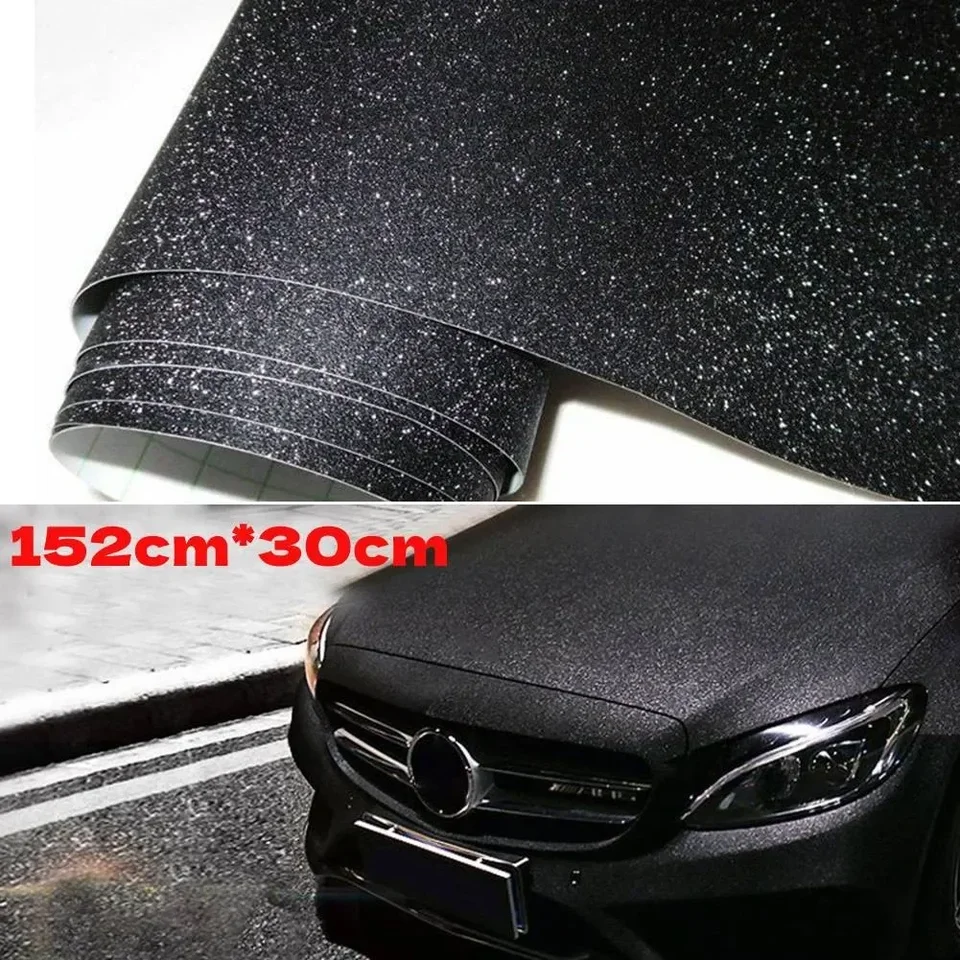 Čierne piesočné trblietky vinyl auta Film Film STUPLING DIY STYLING