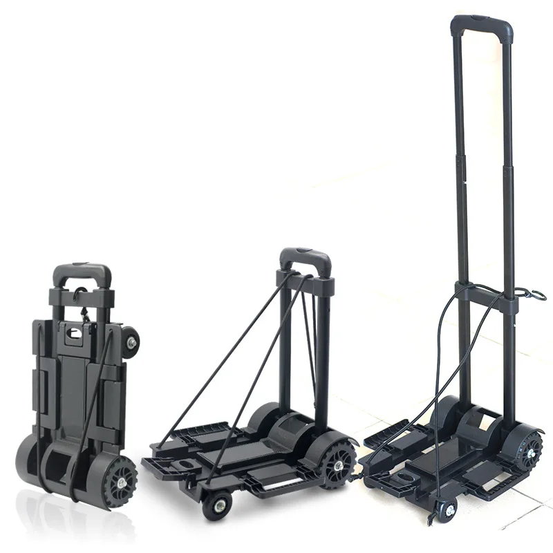 Čierne ruky vozíky Trolleys skladací prenosný nákupný vozík Mini batožina s potravinami Trolley