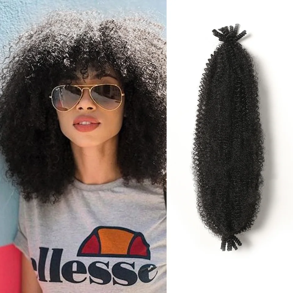Čierne Springy afro výstredné syntetické vlasy vopred oddelené Springy Marley Twist Biding Chlps