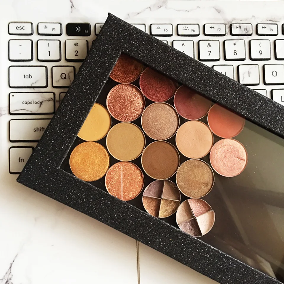 Čierne trblietky Módne profesionálne prázdne magnetické očné tiene palety DIY make -up nástroj Eye Shadow Plate Blusher Funding Kozmetika