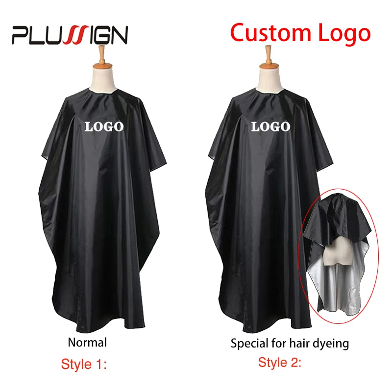 Čierne vlastné logo Barber Cape s nastaviteľným háčikom vodotesné rezanie vlasov Salón Cape nylon kaderníctvo Cape na rezanie vlasov
