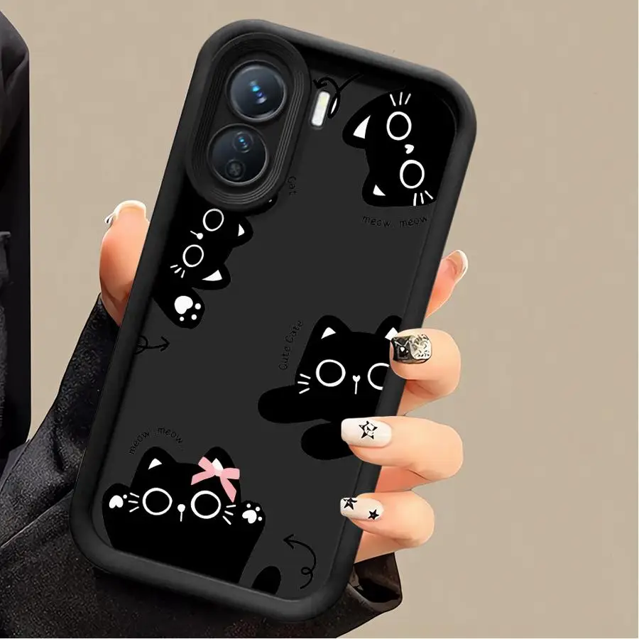Čierne vtipné mačiatko pre mačku Puzdro pre Xiaomi Redmi Note 13 Pro 11 12 5G 12S 10 4G 11Pro 12PROPLUS SOCKOPOPT Cover Funda