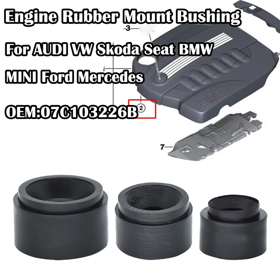 Čierny automobilový gumový gumový držiak pre puzdro pre Audi VW Skot Seda BMW Mini Ford Mercedes Cover Clip Clip Grommet Support Bungs 07C103226