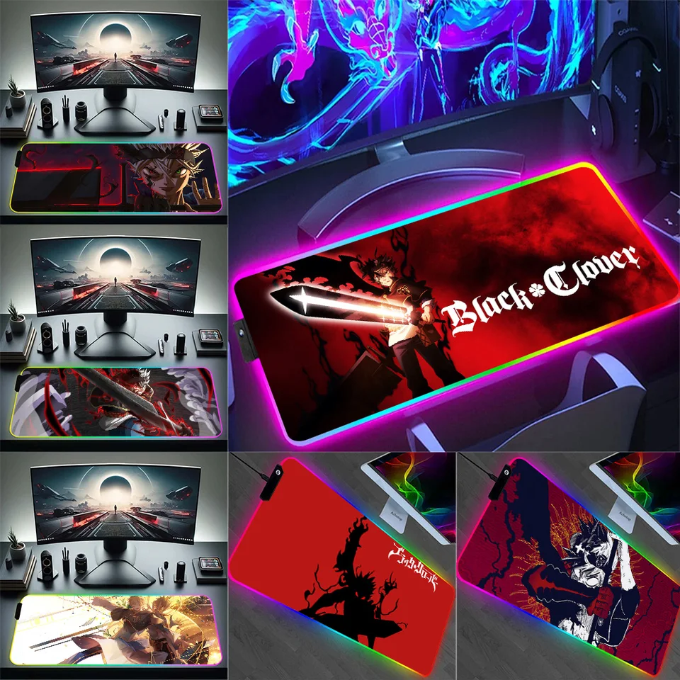 Čierny Clover RGB PC PC Herker Klávesnica myš Mouse Mousepad LED GLORGES MOŽNÉ MOŽNÉ ROZ