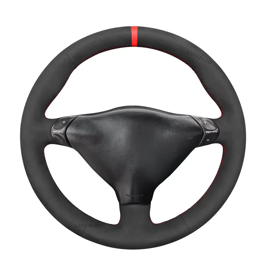 Čierny faux semišový bezšmykový kryt volantu krytu vozidla pre Porsche 911 Turbo 996 1997-2005 Boxster 1999-2004 Targa 2001-2004