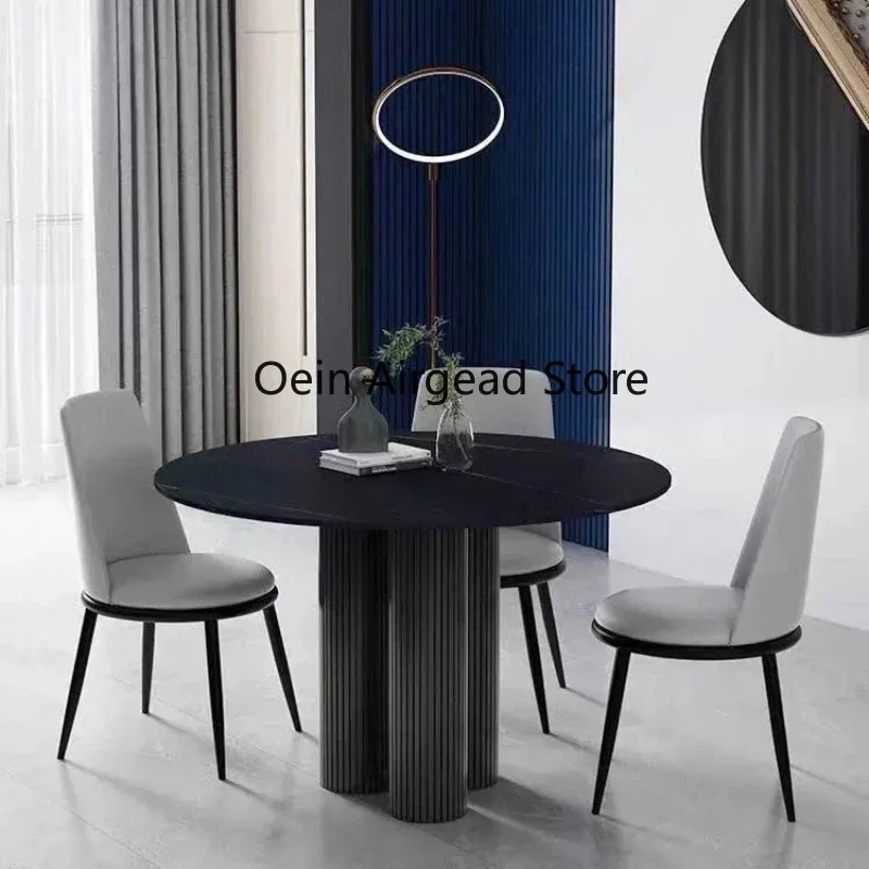 Čierny jedálenský stolík 4 stoličky Luxusný disigner mramor severský jedálenský stôl Minimalistický luxusný komedor priemyselný nábytok ok50cz
