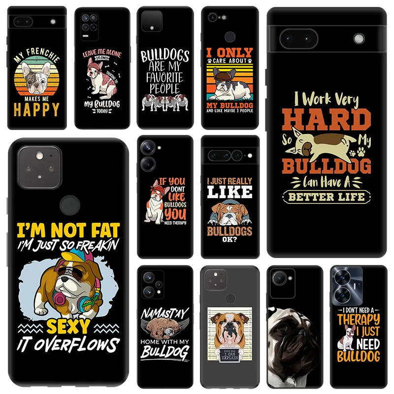 Čierny matný puzdro pre telefón pre Motorola Moto Edge 30 40 20 Pro G200 One Fusion Bulldog Krásny mops pixel 8a 7a 6a 7 8 6 Soft Cover