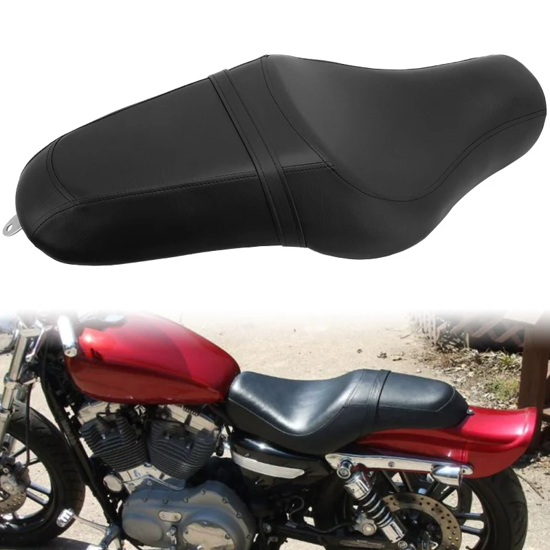 Čierny motocykel PU kožený cestujúci DVOJA SEDADLO UP CUSHION pre Harley Sportster XL 883 1200 48 2004-2016
