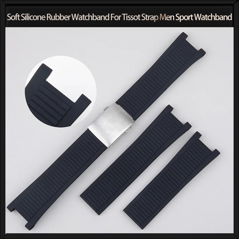 Čierny mäkký silikónový gumový gumový hodinky pre Tissot Strap T-Race T141.417A Moto GP Strap Men Ser Series Series Watch Band náramok