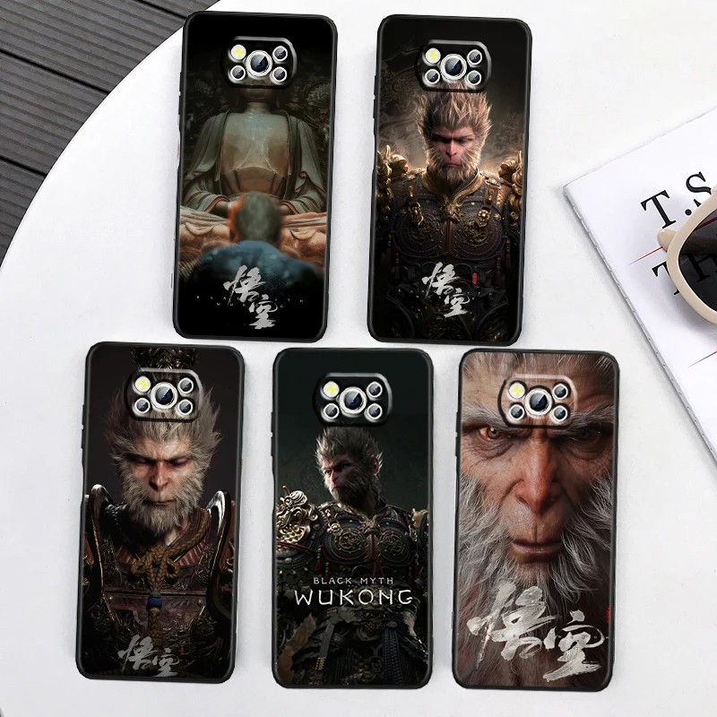 Čierny mýtus wukong cool pre Xiaomi mi POCO F5 F4 F3 x6 x5 x4 x3 m6 m5 m5s m4 m3 c65 pro gt nfc 5g čierny puzdro TPU telefónu TPU