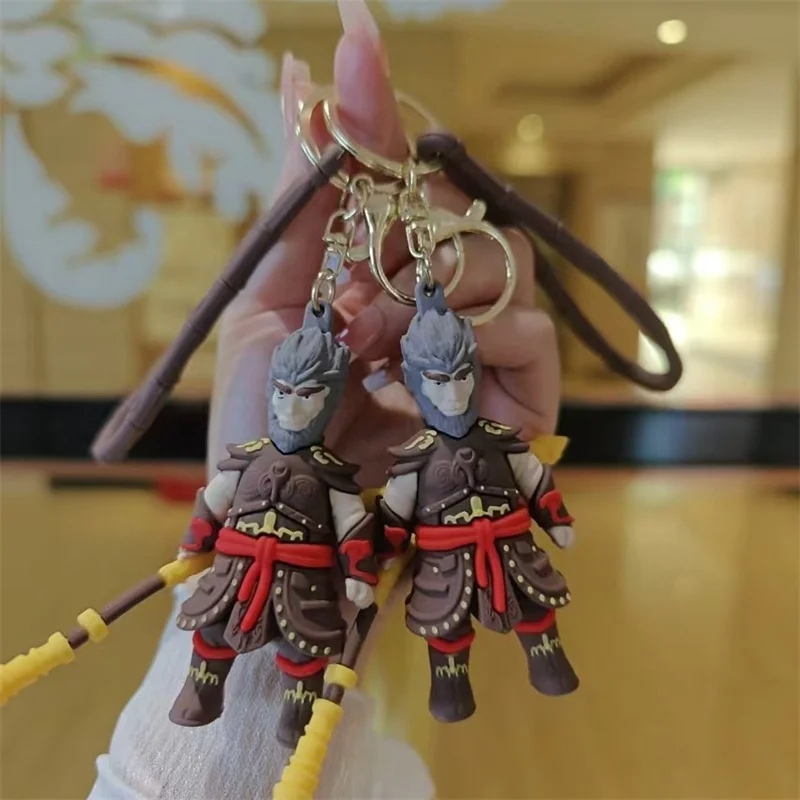 Čierny mýtus Wukong Her Character Cartoon Doll Keychain Pánske a dámske prívesky Key Key Ring Malé ozdoby Roztomilé darčeky