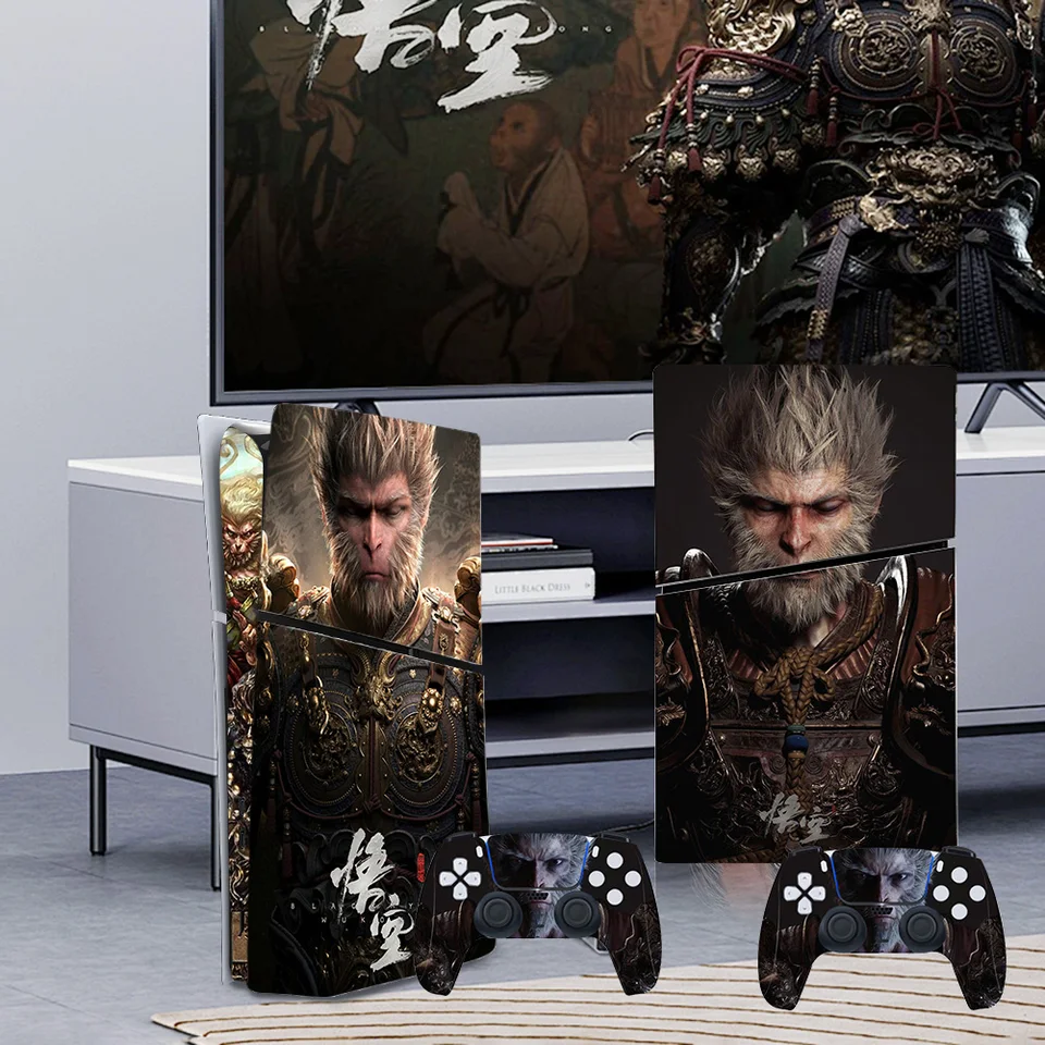 Čierny mýtus Wukong Sticker Vinyl Cool Decal Cover pre digitálnu konzolu a regulátory PS5 Anti-Scratch Protector
