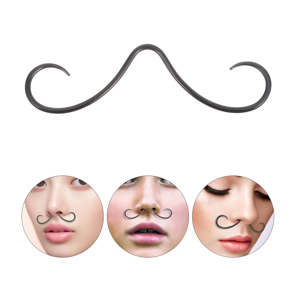 Čierny nosný krúžok obruč nosové septum Mens Rings fúzy býk pre piercing náušnice
