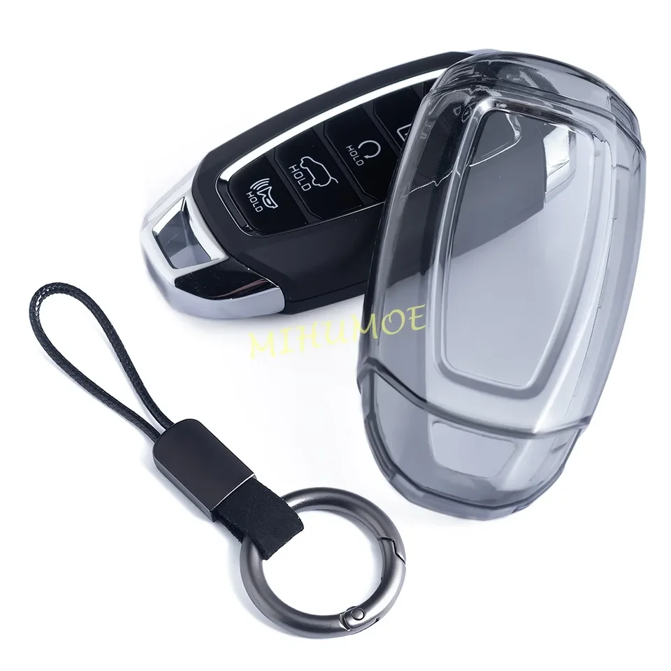 Čierny priehľadný kľúč FOB Case Cover Keychain Protector kompatibilný s miestom konania Hyundai Elantra GT Palisade Santa Fe Veloster Kona