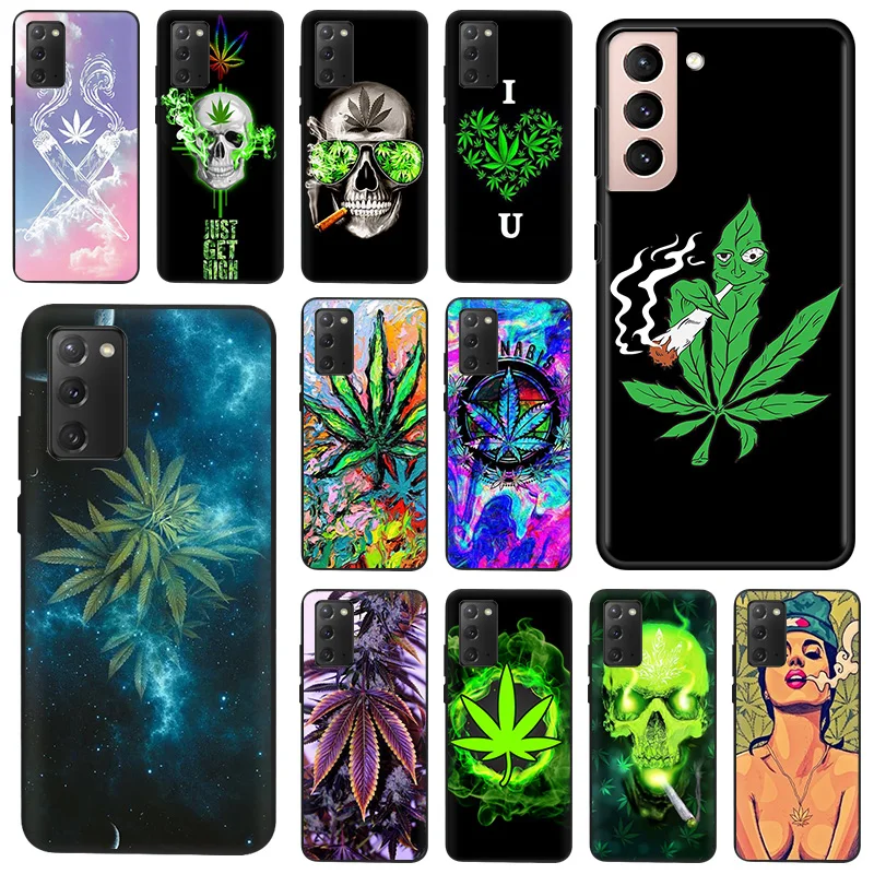 Čierny silikónový abstrakcionizmus Trippy Weed Leaf Puzdet pre Samsung Note 20 Ultra 10 9 8 Galaxy S20 Fe S21 S22 S10 plus kryt plus