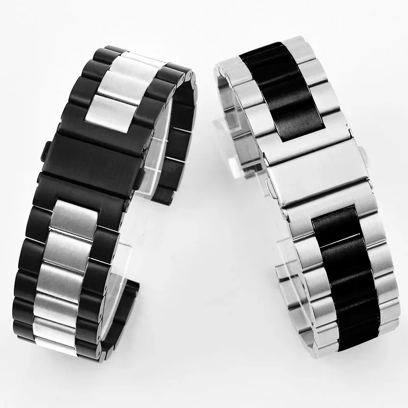 Čierny strieborný oceľový remienok na hodinky pre Samsung Gear S3 S4 Frontier Classic 46 mm 42 mm Accessorie 20 mm 22 mm 24 mm hodinová páska