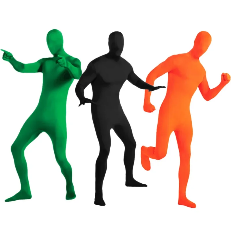 Čierny zentai plný bodyit pre mužov Ženy Halloween Karneval cosplay custome pokožka tesná kombinéza spandex karosérie