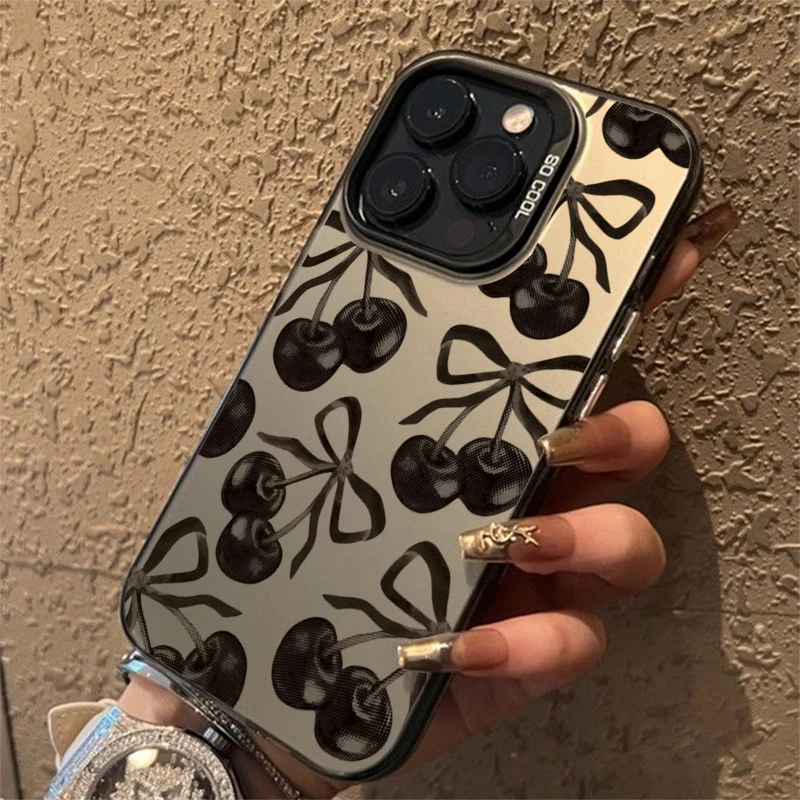 Čierny čerešňový luk pre Samsung Galaxy A16 A06 A35 A55 A25 A05S A15 A54 A34 A24 A14 A05 A04 4G 5G MATTE zadný kryt