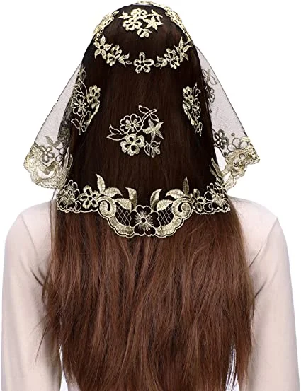 Čipka Mantilla Catholic Church Veil Women Head pokrývajúca mušelínsky závoj