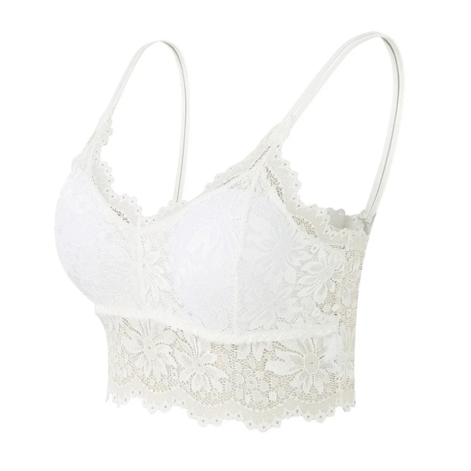 Čipka podprsenka Krása späť Bralette Ženy Sexy zabalená hrudná trubica na hrudi zhora zhora Zhromaždená študentská dievčina spodná bielizeň