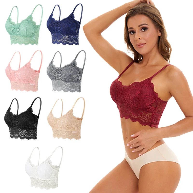 Čipka sexy bezšvová podprsenka Ženy veľkú veľkosť dutiny vonku v krku brassiere otvorené chrbát chrbta Pohodlné pohodlné bralettesolidtop
