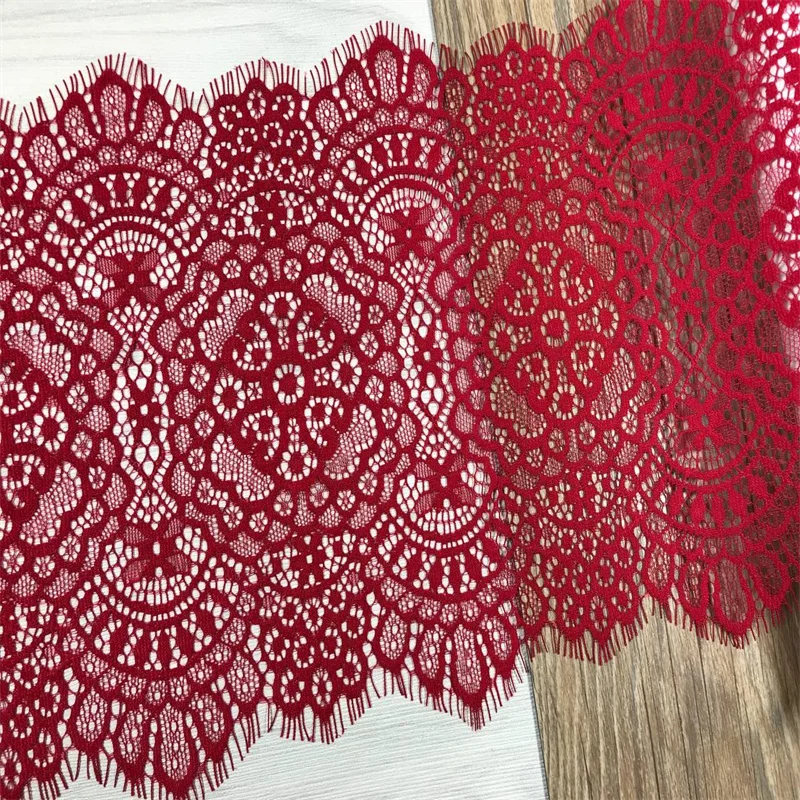 Čipkované textílie Chantilly Lace Tress Červené riasy čipky látky DIY oblečenie šijacie príslušenstvo