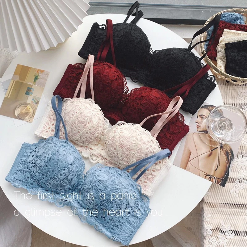Čipky kvetinové sexy spodné prádlo nastaviteľné push Up podprsence Pohodlné bezdrôtové bralette Intimaty Underwear Brassiere Women