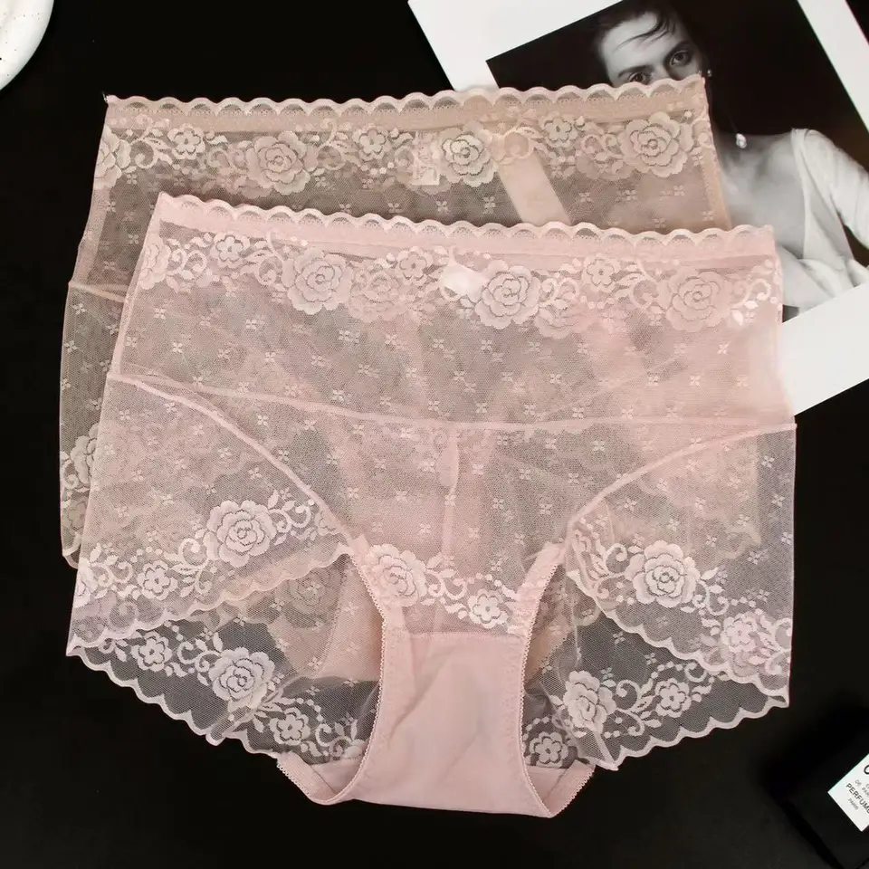 Čipky sexy spodné prádlo, vhodné pre ženy s nízkym pásom, čistá túžba, priehľadná bavlnená podrážka a trojuholníkové nohavice