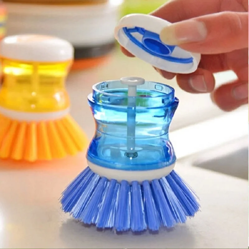 Čistiaca kefka na čistenie kuchyne 2 in 1 dlhá rukoväť štiepna kefka s odnímateľnou kefou Dispenser Dispenser Dishing Washing Kitchen Kuchynské náradie
