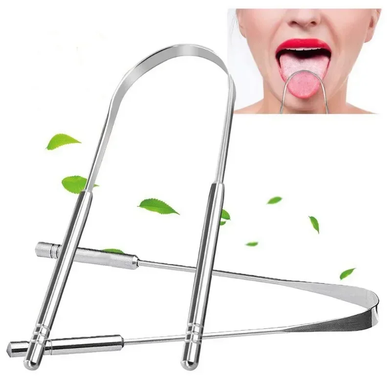 Čistiteľ škrabky na jazyk Dospelý chirurgický stupeň Eliminujte zlý dych Nerezová oceľ kovový jazyk Scarper Brush Brush Dental Scrapper Tool