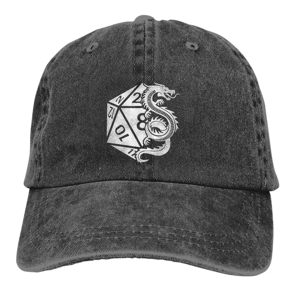 Čistá farba otec klobúky Dragon Poly Dice D20 Dungeon Dice Dice Hat Hat Sun Visor Baseball Caps DND Game nastaviteľná špicatá čiapka