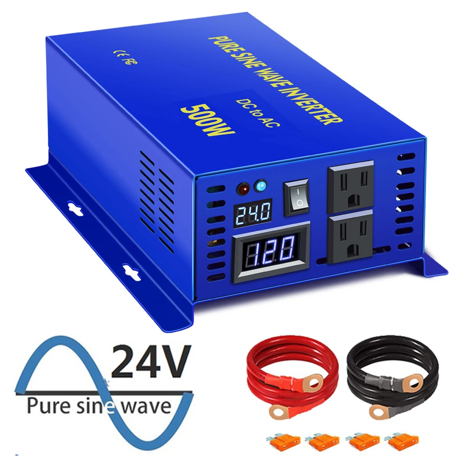 Čistá sínusová vlna 500W 12V 220V Výkonový menič 24v 48V 36V DC až 120V 100V 230V AC OFF CAR CAR RV Prevodník