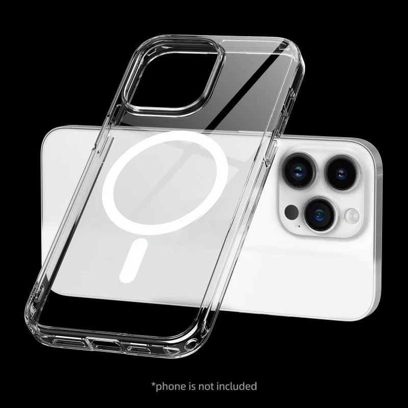 Čistý akrylový magnetický puzdro pre iPhone 16 15 14 13 Pro Max 15 Plus 16Pro Transparentné bezdrôtové nabíjanie Shock -odolný telefón telefón