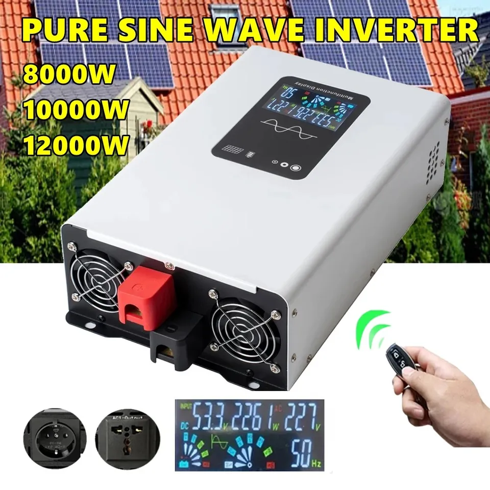 Čistý invertor sínusovej vlny 10000W 8000W 12000W DC 12V 24V 48V 72V až AC 220V 230V 110V Solar Inverter 12KW Off Grid Power Converter