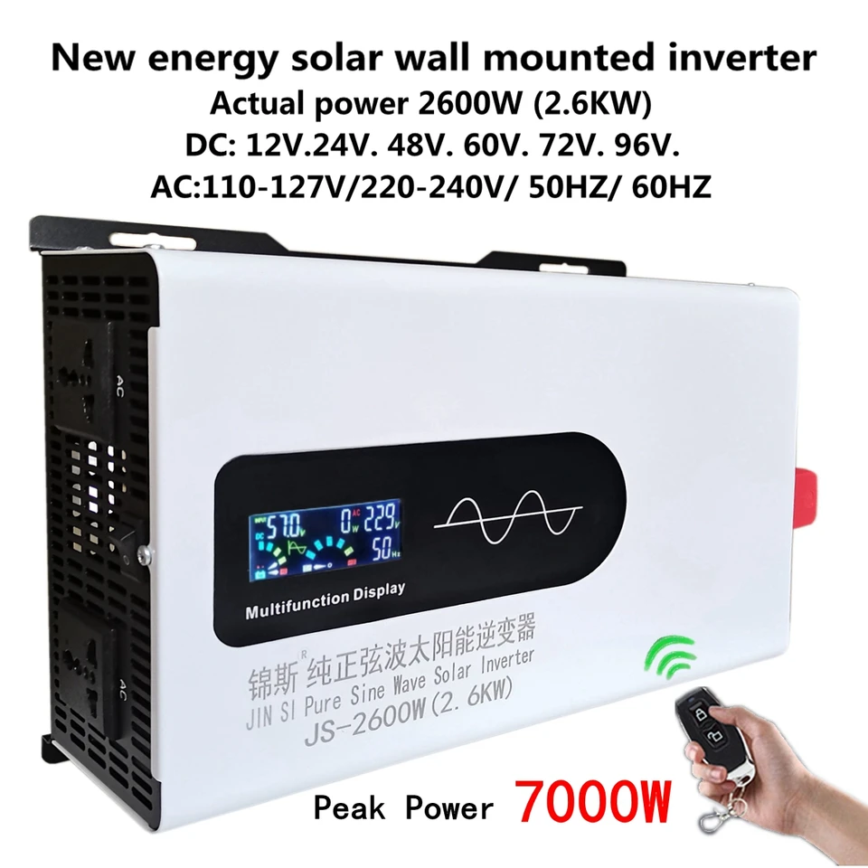 Čistý invertor sínusovej vlny 12V 220V 7000W 2600W Solar Inverter Prenosná energetická banka DC 24V 48V 60V 72V 96V až AC 110V 120V 127V 240V