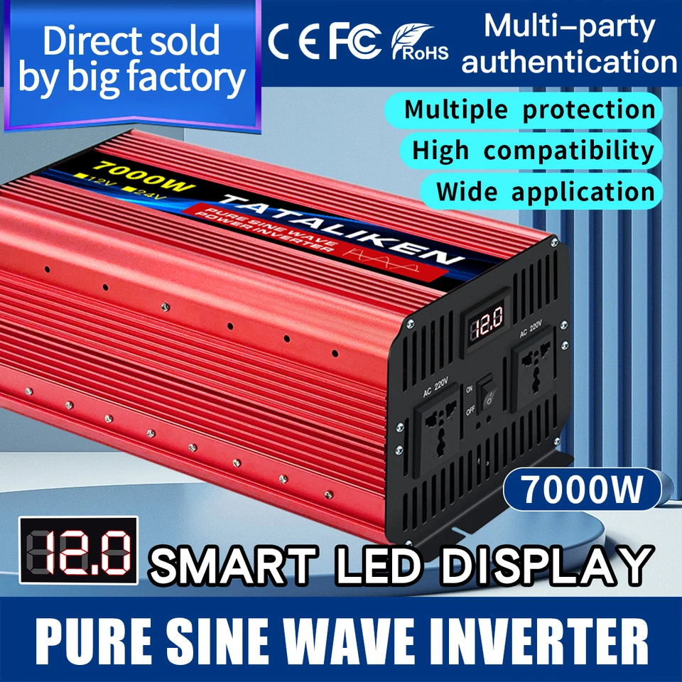 Čistý invertor sínusovej vlny2500W 3500W 4500W 5000W 6000W Power DC12V 24V až AC 220V napätie 50/60Hz prevodník solárny s Solar s LED dis DIS