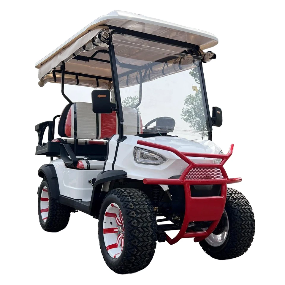 Čína továreň Dodávka Luxusná 72 V ac lítium -iónová batéria LED svetlá 2+2 SEATER RIGRED COUN CHART Electric Golf Buggy