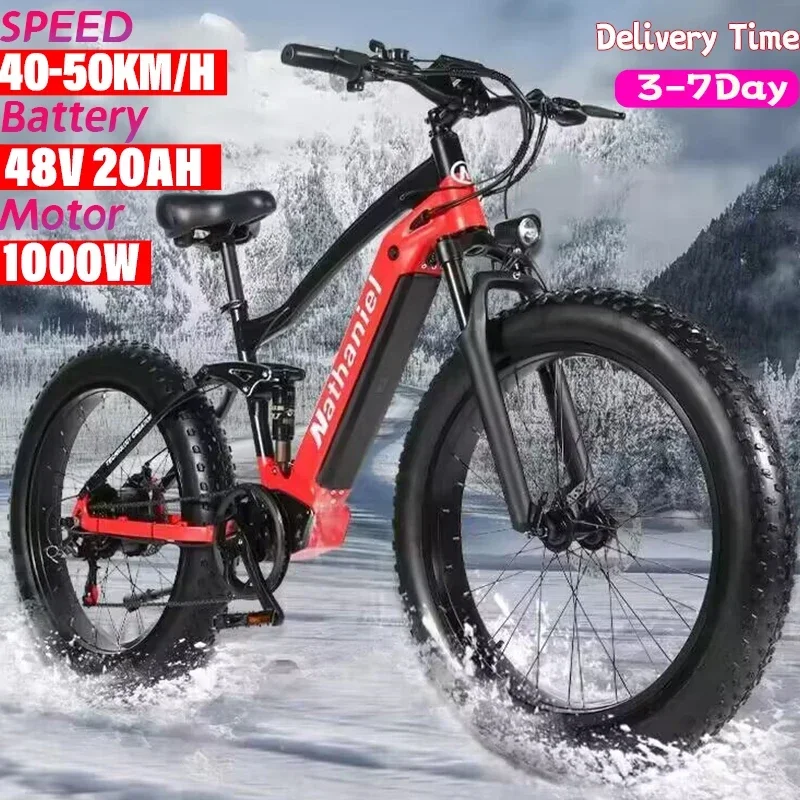Čína US 1000W Off-Road Electric Bike 26 palcov 4,0 tukovej pneumatiky Outdoor Sports Mountain Bike 20AH batéria pre dospelých 40 km/h ebike