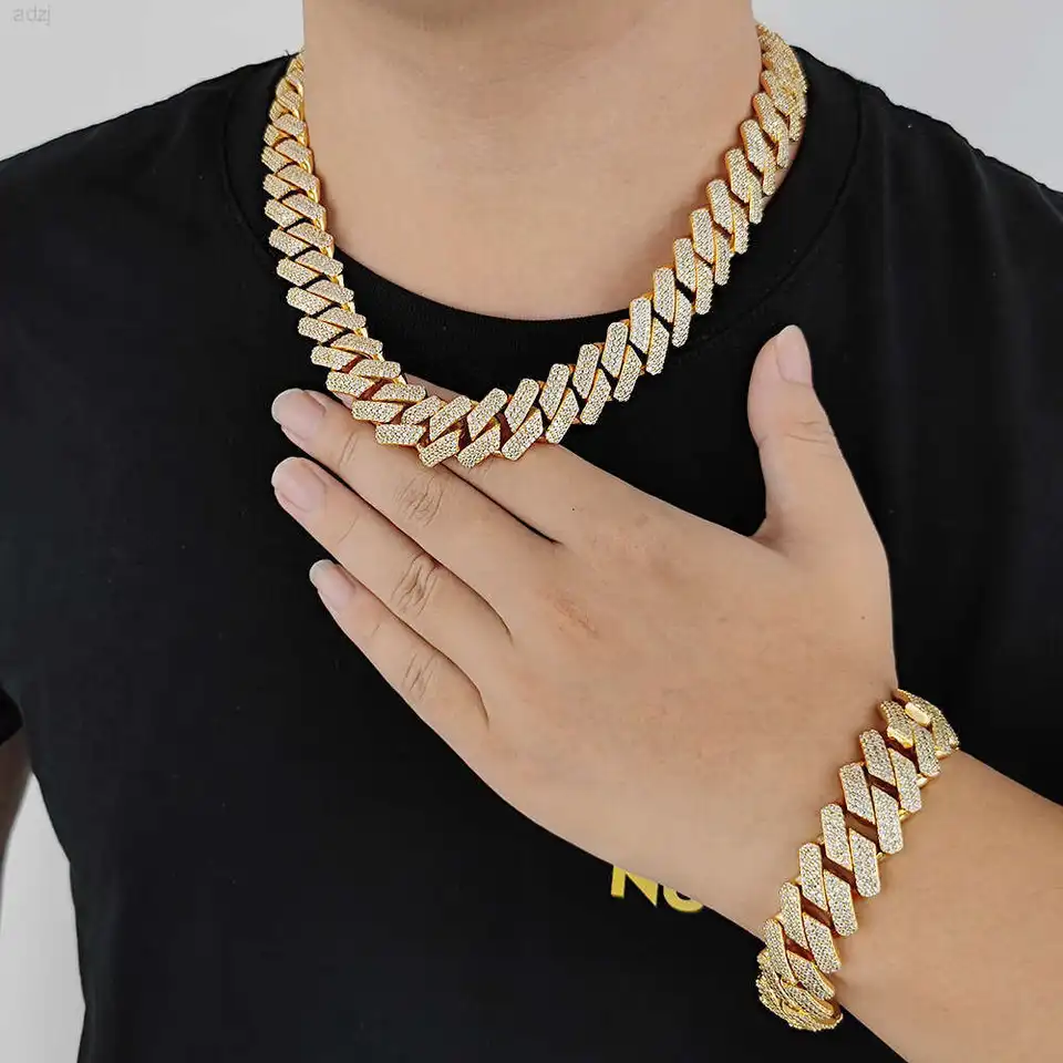 Čína vlastná móda 20 mm veľkú veľkosť skutočných mužov Iced Out Cuban Miami Hip Hop Diamond Moissanite šperky na klenoty náhrdelník