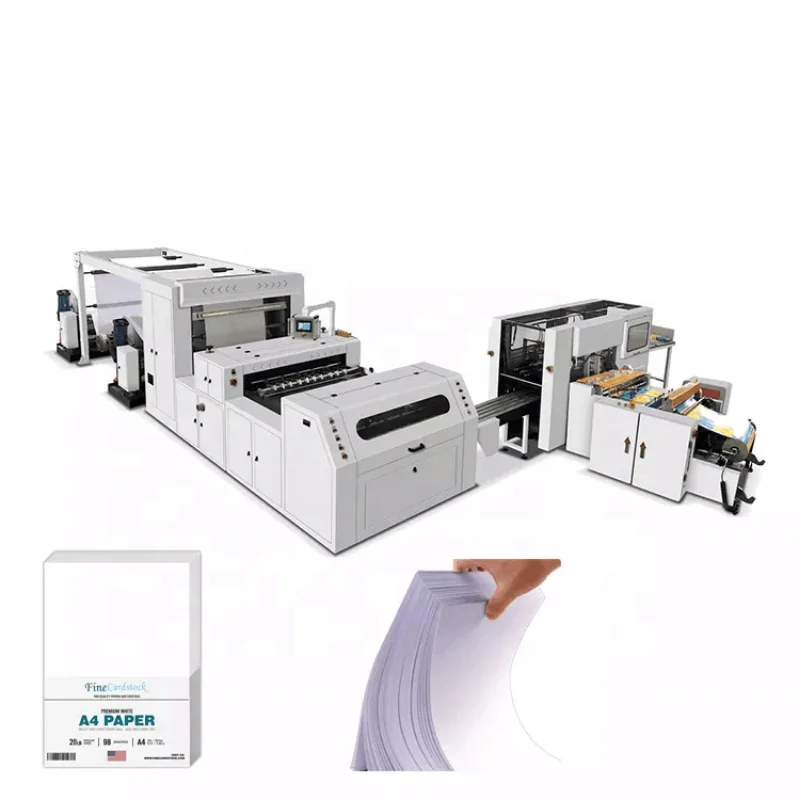 Čína výrobca nový papier A4 výroba výrobnej linky PLC Control Small Business Reinting Reining Cutting Paper Roll Machine